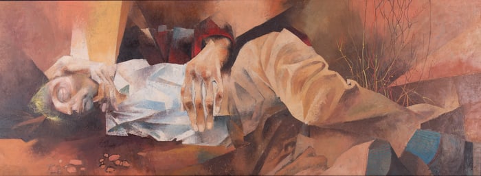 Siegfried Reinhardt, Missouri / Germany (1925-1984), Sleep of Fire, 1950, oil on masonite