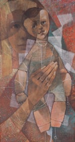 Siegfried Reinhardt, Missouri / Germany (1925-1984), Girl with Doll, 1953, oil on masonite