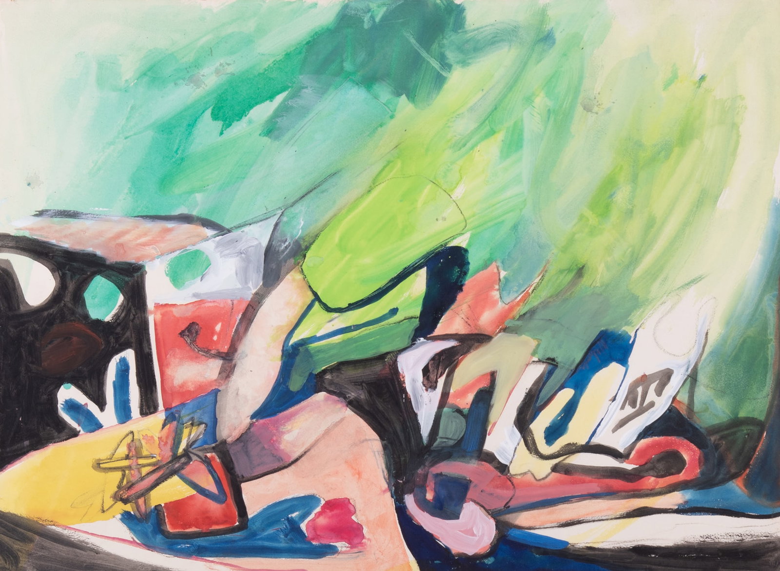 John Wehmer, Missouri (1927-2019), Landscape with Green Sky, 1968, watercolor on paper (1 of 5)