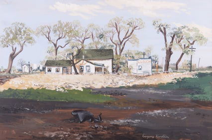 Eugene Karlin, New York, Illinois, California, Wisconsin (1918-2003), Rural Scene, gouache on paper
