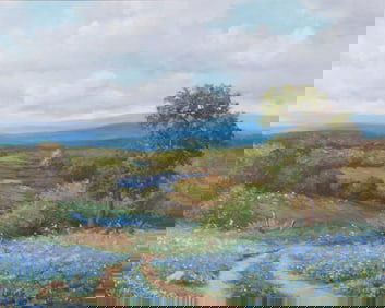 B. Adams, 20th Century, Texas Bluebonnets, oil on canvas