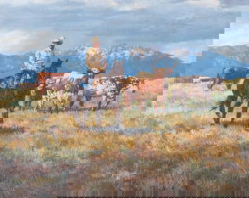 Claire Louise Goldrick, Colorado, Texas (b. 1944), Cattle Rancher, 1988, oil on canvas