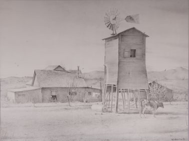 Roy Gene Franks, Arkansas, California 20th/21st centuries, Four Sketches, Farm Houses and Driftwood,
