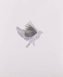 Kiki Smith, American/German (b. 1954), From: Flying Creatures, Bird, 1998, lithograph with collage: Kiki SmithAmerican/German, (b. 1954)From: Flying Creatures, Bird, 1998lithograph with collage of transparent paper, on wove paperGriffelkunst, Hamburgunframed.19 1/2 x 16 1/4 inches