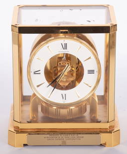 Jaeger-Lecoultre Atmos Clock: Jaeger-Lecoultre Atmos ClockProvenance: The Estate of Diana Eley, St. Louis, MO9 1/8 x 8 1/4 x 5 1/2 inches