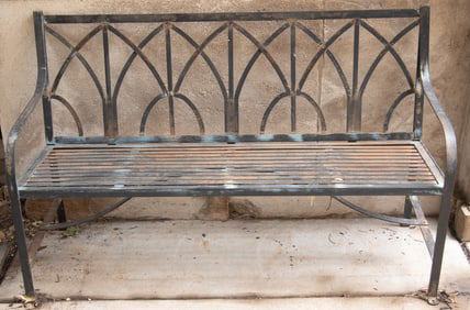 Regency Style Wrought Iron Garden Bench