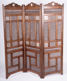 Vintage Moroccan Three Panel Folding Floor Screen