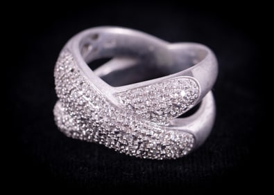 Sterling Ring Pave set with Diamonds