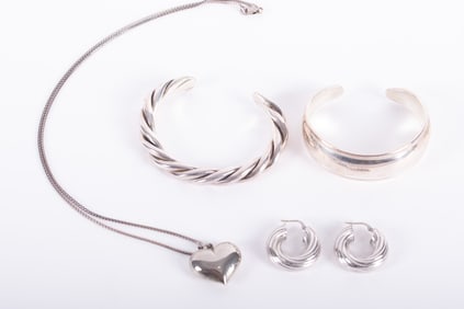 Sterling Jewelry including Bracelets, Earrings and a Heart Necklace