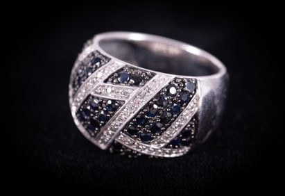 Sapphire-Diamond Ring set in Sterling