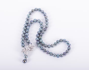 Black FWP Necklace with Fancy Sterling Clasp