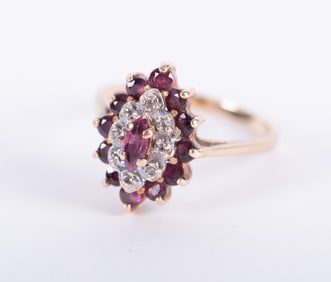 10K Yellow Gold Ruby Diamond Ring