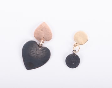 Two Artist Signed 14K Yellow Gold and Sterling Pendants
