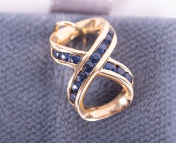 14K Yellow Gold-Sapphire Infinity Pendant