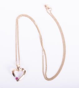 14K Yellow Gold Heart Pendant on Chain