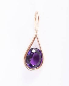 14K Yellow Gold Amethyst Pendant