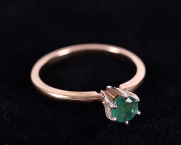 14K Yellow Gold Emerald Ring