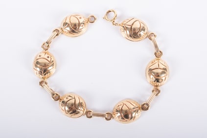 14K Yellow Gold Scarab Bracelet