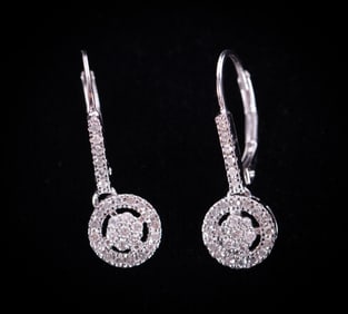 Pave' Set Diamond Earrings in 10K White Gold