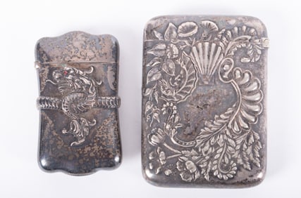 Two Antique Silver Cases, Match and Card Case