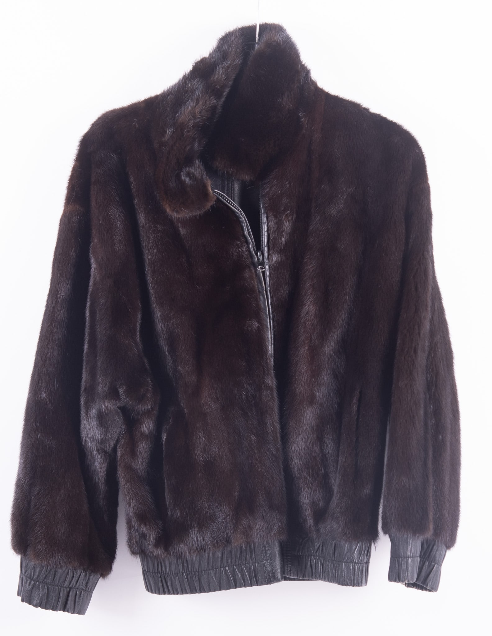 Ladies Reversible Mahogany Mink and Black Leather Bomber Jacket (1 of 2)