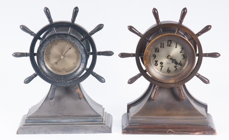 A Chelsea Yacht Wheel Ships Bell Clock and Barometer