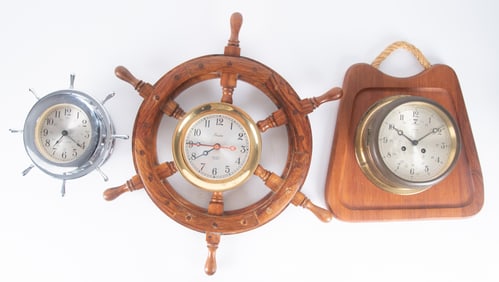 Three Vintage Ships Bell Clocks