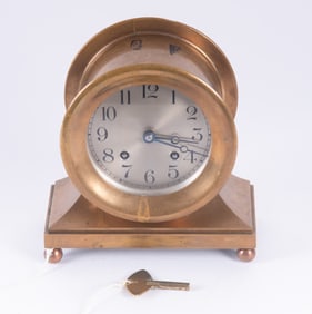 Unsigned Chelsea Brass Case Ships Bell Clock