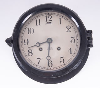 Chelsea Ships Bell Clock in Black Metal Case