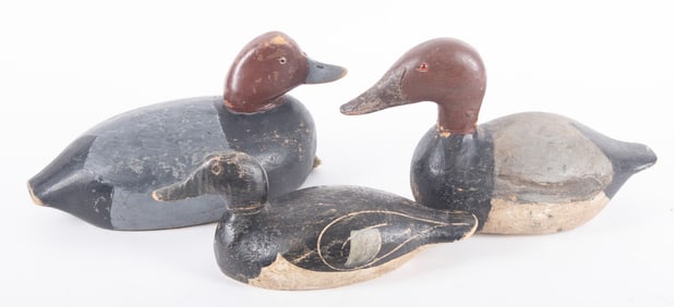 Three Antique Hand Carved and Hand Painted Duck Decoys
