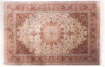 Finely Woven Persian Silk Area Rug