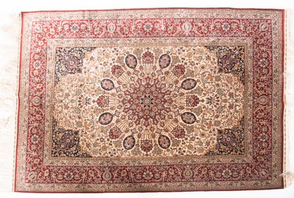 Finely Woven Persian Silk Area Rug