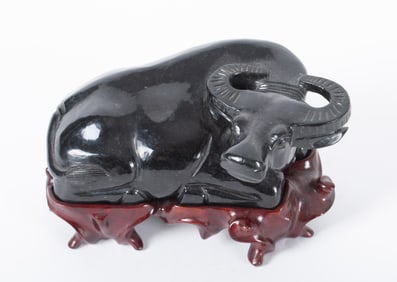 A Chinese Hardstone Carving of a Water Buffalo