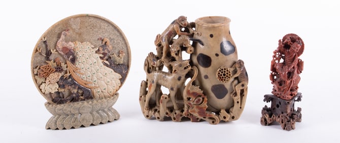 Three Chinese Soapstone Carvings