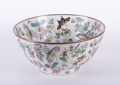 A Large Chinese Porcelain Butterfly Center Bowl
