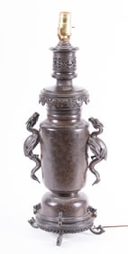 A Japanese Bronze Dragon Lamp