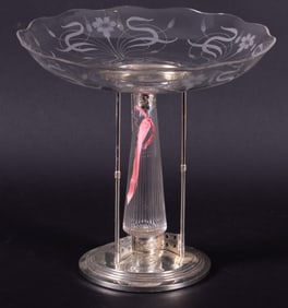 A German WMF Plated Silver and Glass Secessionist Compote