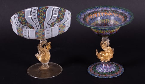 Two Italian Murano Glass Compotes