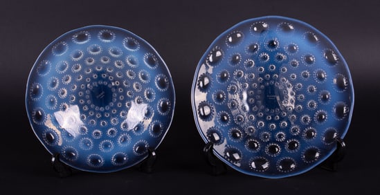R. Lalique Opalescent Asters Low Bowl and Underplate