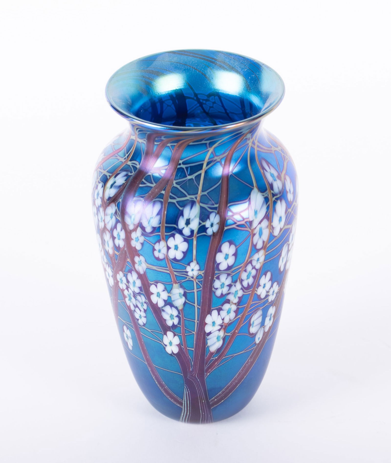 アメリカ　Orient & Flume Art Glass　フラワーベース Orient & Flume Art Glass Paperweight Vase / Calla Lilly Bird