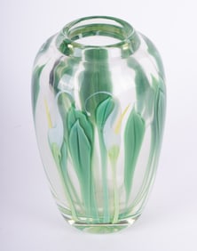 A Studio Art Glass Calla Lily Paperweight Vase, Scott Beyers for Orient & Flume