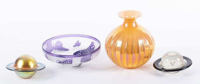 A Collection of Four Correia Art Glasses Pieces