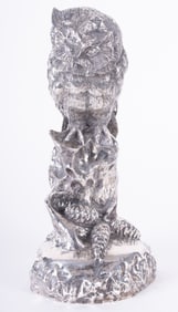 A Large Sterling Silver Sculpture of an Owl