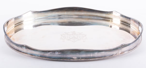 A Sheffield Plated Silver Galleried Tray