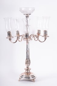 Large Silver Plate Centerpiece Candelabra
