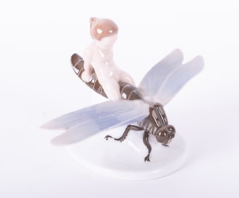 A Porcelain Boy Riding a Dragonfly, Albert Caasmann for Rosenthal