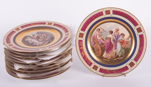Twelve Royal Vienna Style Porcelain Cabinet Plates