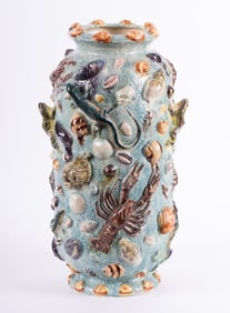 French Majolica Thomas Sargent Sea Motif Vase