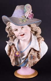 A Fine French Painted Bisque Bust of a Boy