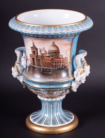 A Dresden Porcelain Pictorial Urn